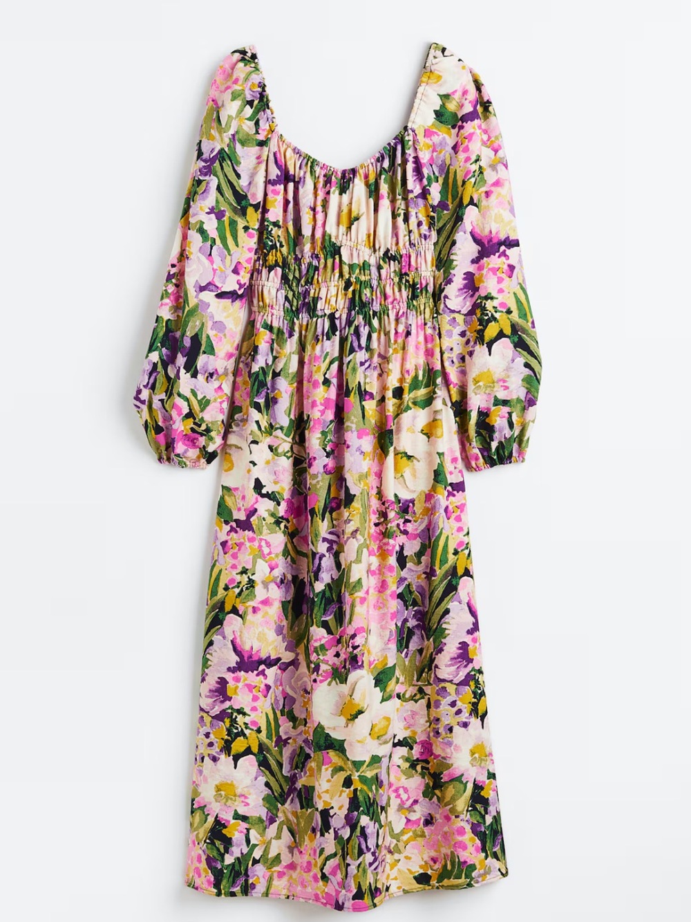 H&M Balloon-Sleeved Smocked Dress